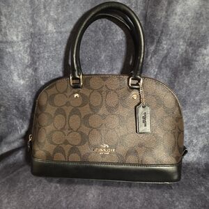 Coach Colour block Signature Mini Sierra brown and black canvas satchel purse